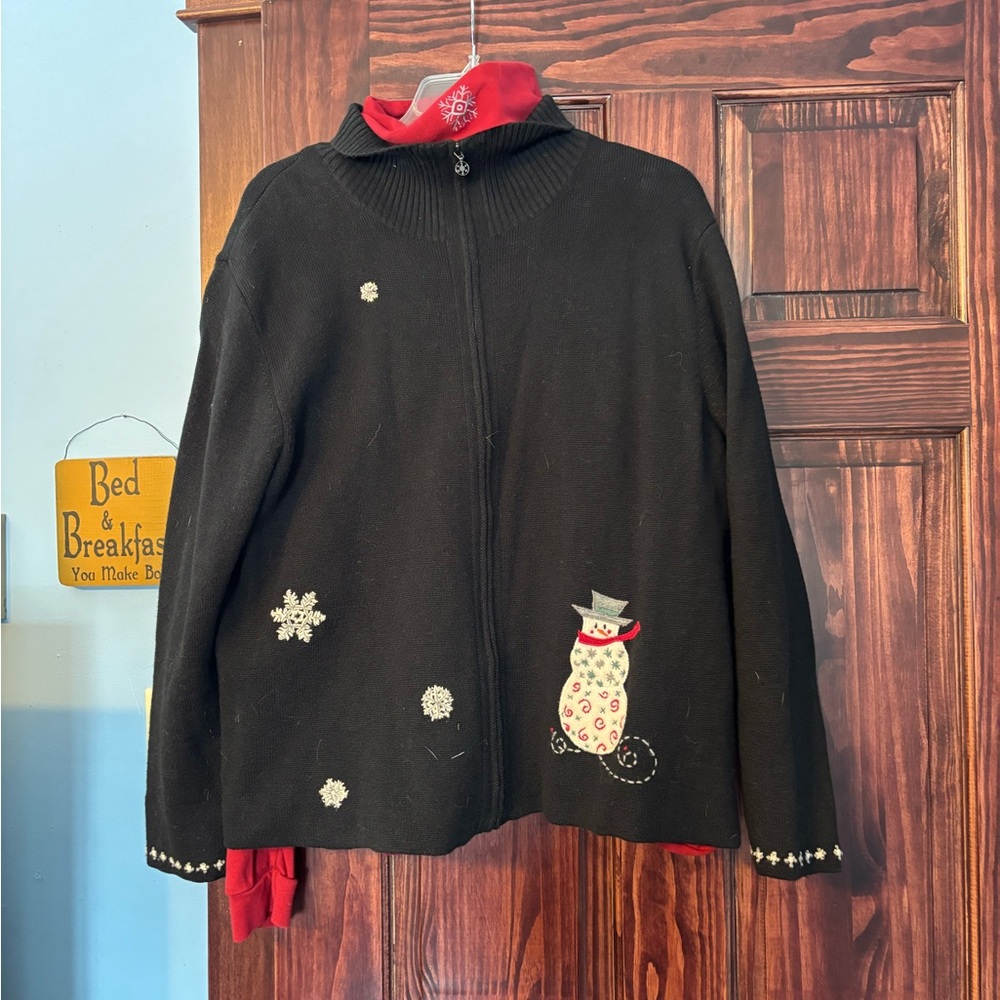 Vintage Woolrich sweater with  Snowman and Snowflake Accents.